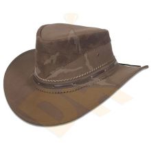 D-Brown Pull Up Leather Hat